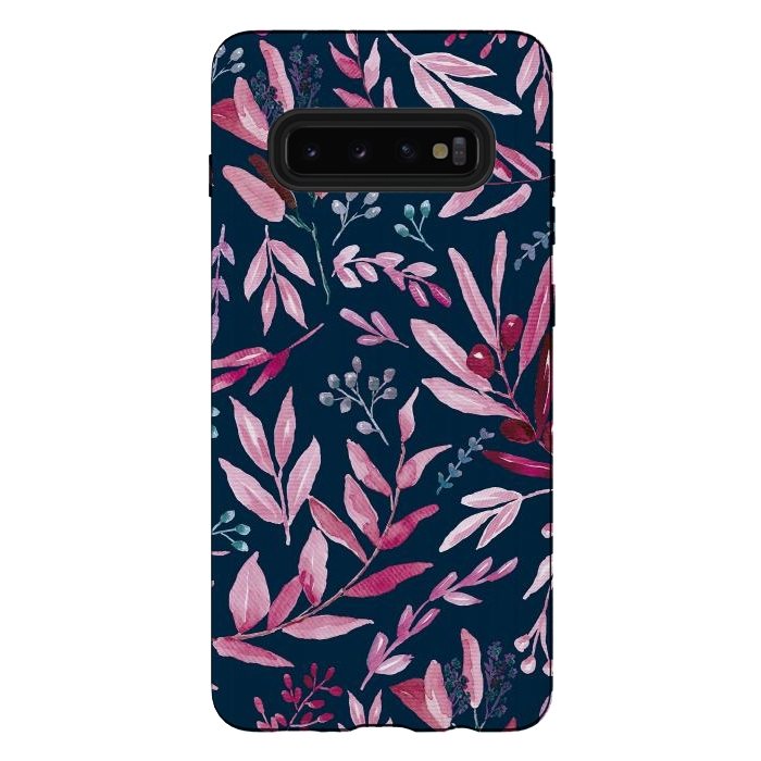 Galaxy S10 plus StrongFit Eucalyptus blue and pink by Anis Illustration