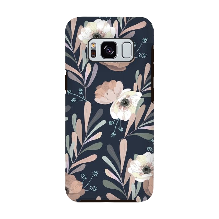 Galaxy S8 StrongFit Olives and anemones - blue by Anis Illustration