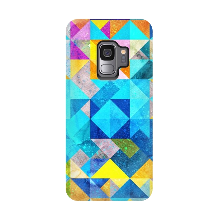 Galaxy S9 StrongFit Colorful Watercolor Geometric by Art Design Works