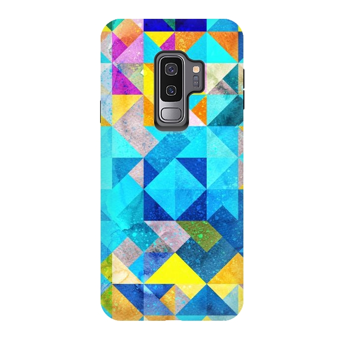 Galaxy S9 plus StrongFit Colorful Watercolor Geometric by Art Design Works