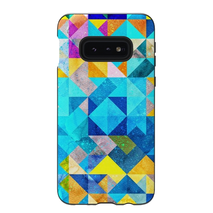 Galaxy S10e StrongFit Colorful Watercolor Geometric by Art Design Works