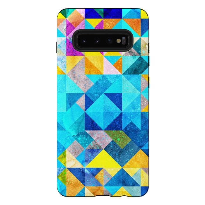 Galaxy S10 plus StrongFit Colorful Watercolor Geometric by Art Design Works