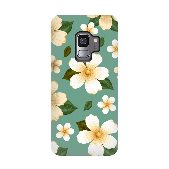 Galaxy S9 StrongFit WHITE FLORAL BEAUTIES by MALLIKA