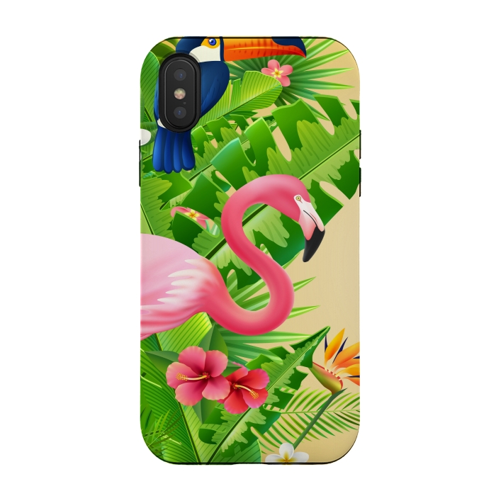 iPhone Xs / X StrongFit FLAMINGO TROPICAL PATTERN 3 by MALLIKA