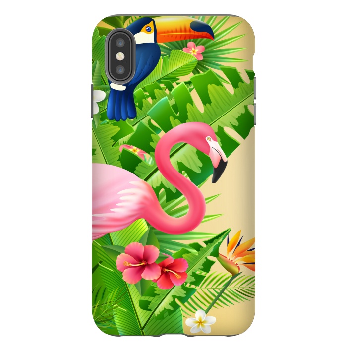 iPhone Xs Max StrongFit FLAMINGO TROPICAL PATTERN 3 by MALLIKA