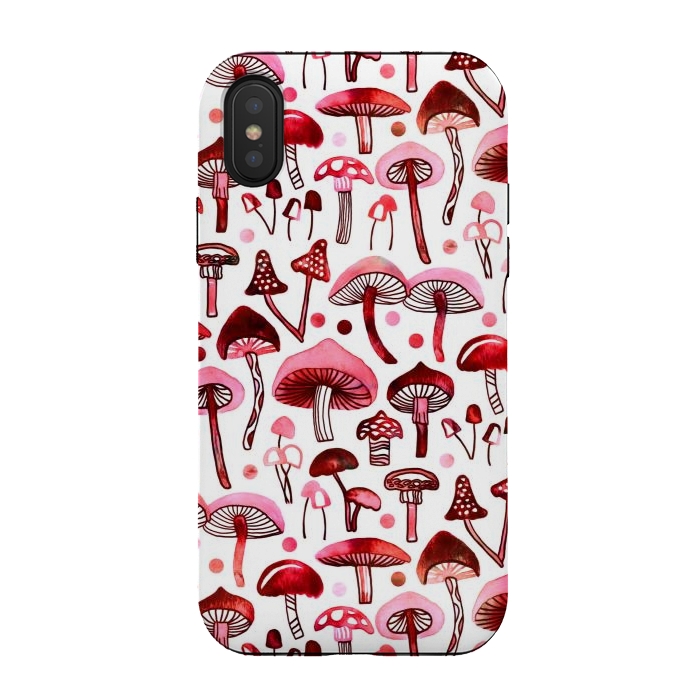 iPhone Xs / X StrongFit Pink Mushrooms  by Tigatiga