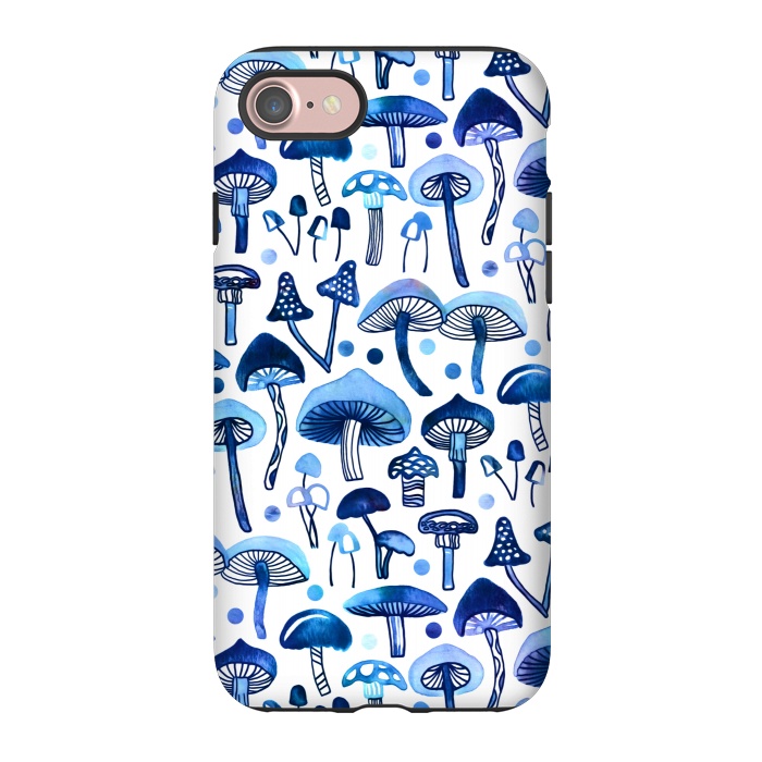 iPhone 7 StrongFit Blue Mushrooms by Tigatiga