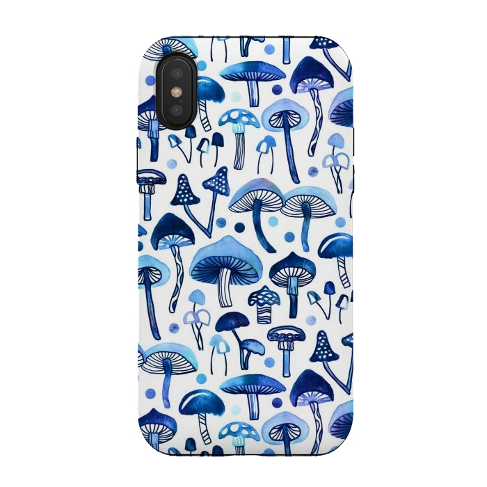 iPhone Xs / X StrongFit Blue Mushrooms by Tigatiga
