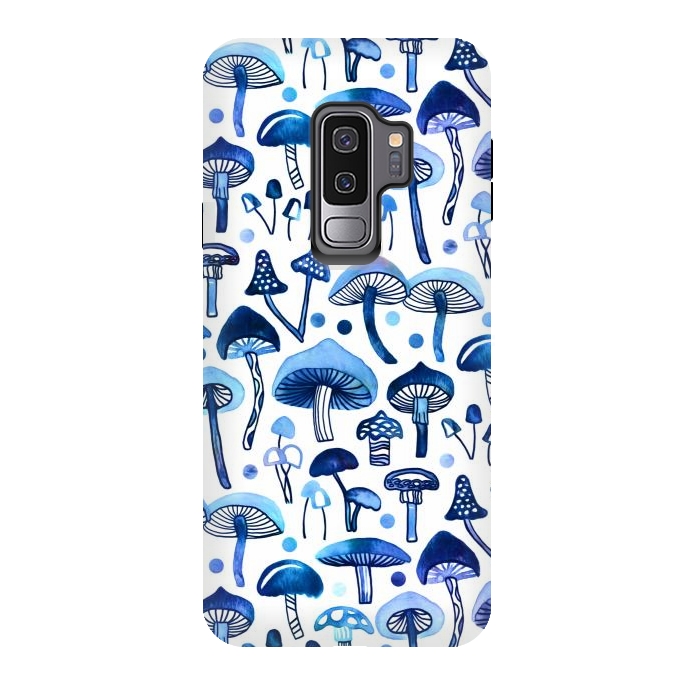 Galaxy S9 plus StrongFit Blue Mushrooms by Tigatiga