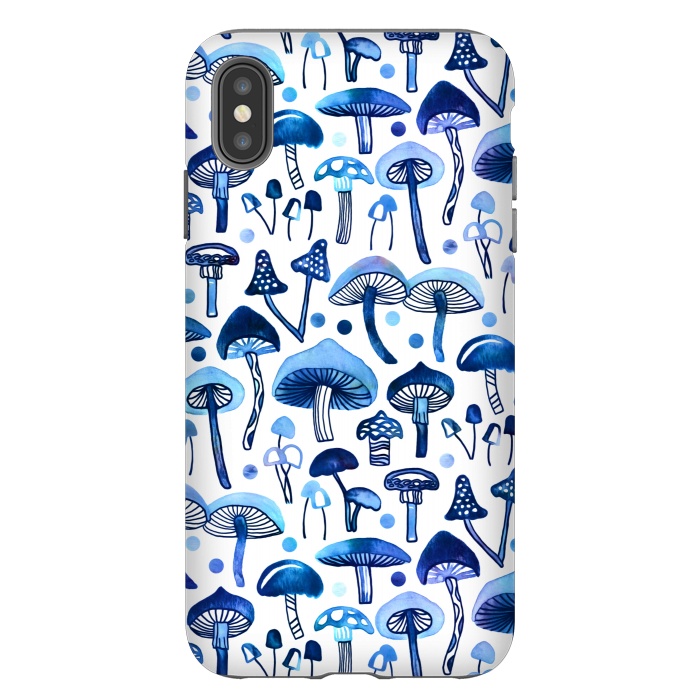 iPhone Xs Max StrongFit Blue Mushrooms by Tigatiga