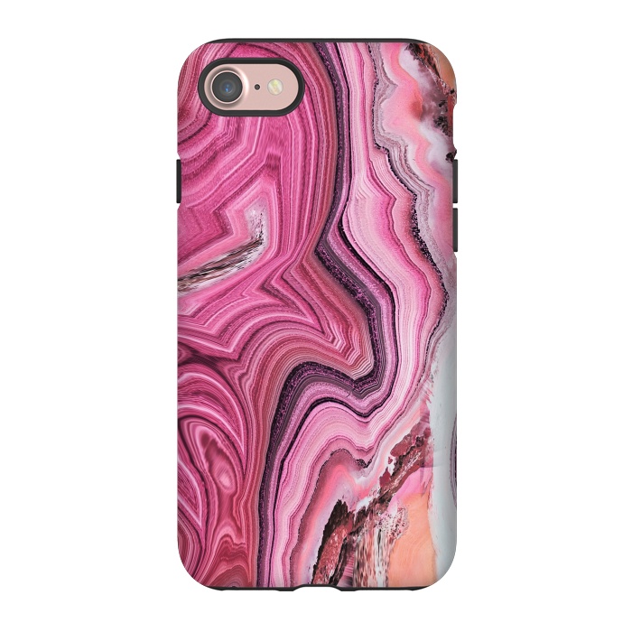 iPhone 7 StrongFit Candy pink marble waves by Oana 