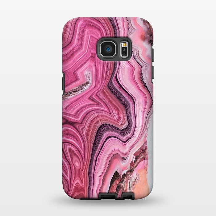 Galaxy S7 EDGE StrongFit Candy pink marble waves by Oana 