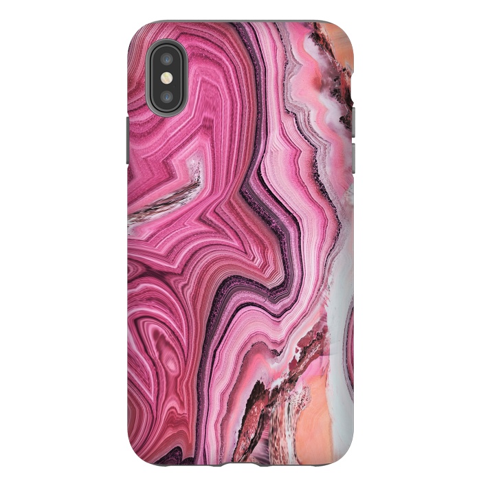 iPhone Xs Max StrongFit Candy pink marble waves by Oana 