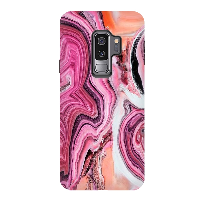 Galaxy S9 plus StrongFit Pop pink liquid marble by Oana 