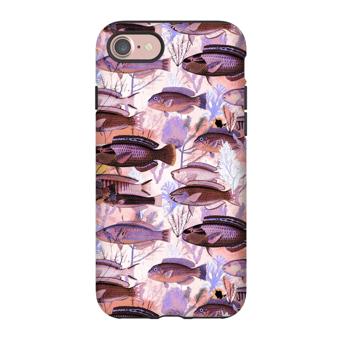 iPhone 7 StrongFit Colorful coral reef and fish botanical pattern by Oana 