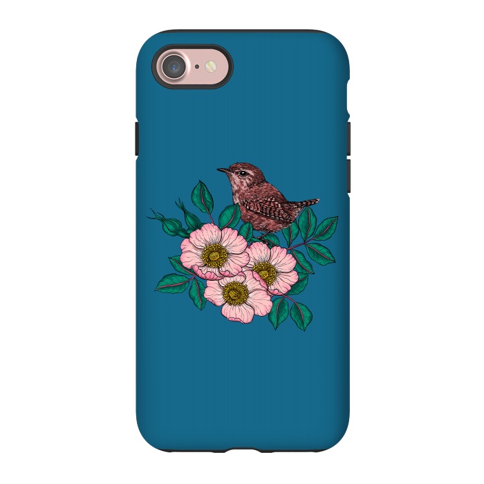 iPhone 7 StrongFit Wren and dog rose bouquet by Katerina Kirilova