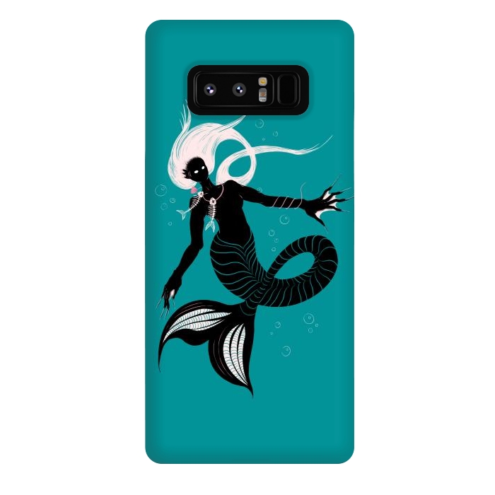 Galaxy Note 8 StrongFit Creepy Mermaid With Fish Skeleton Necklace Dark Art by Boriana Giormova