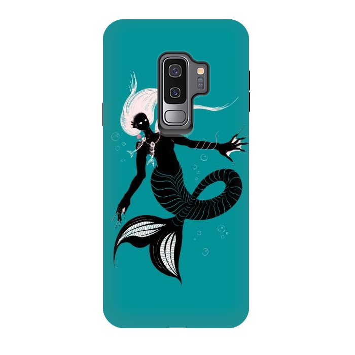 Galaxy S9 plus StrongFit Creepy Mermaid With Fish Skeleton Necklace Dark Art by Boriana Giormova