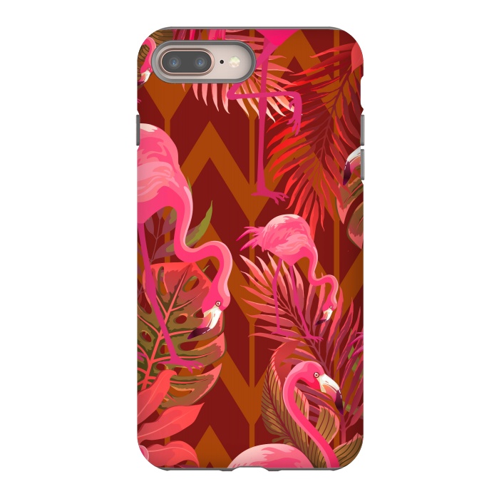 iPhone 7 plus StrongFit Pink Flamingos On The Beach by ArtsCase