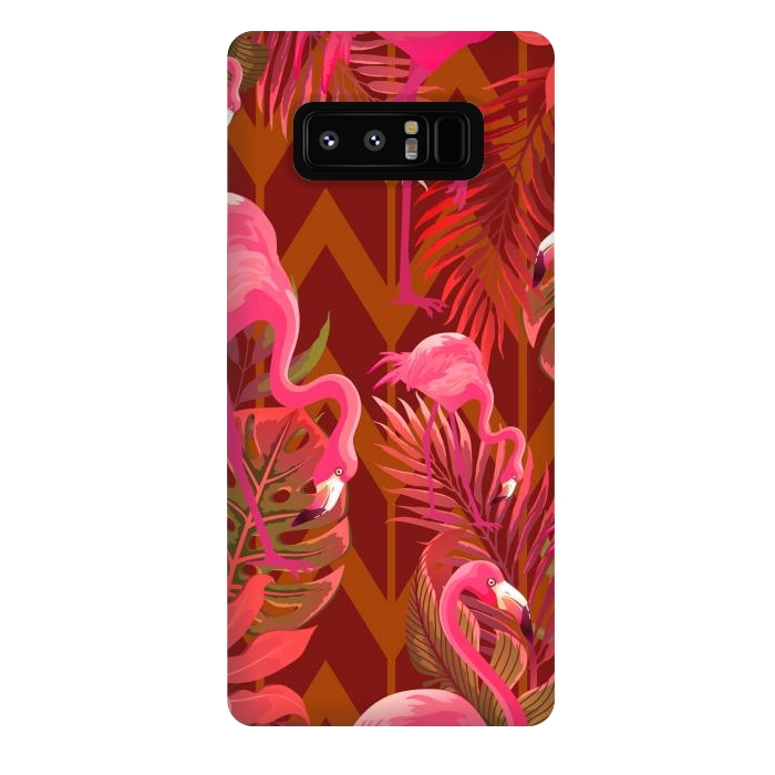 Galaxy Note 8 StrongFit Pink Flamingos On The Beach by ArtsCase