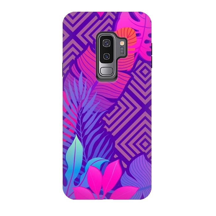 Galaxy S9 plus StrongFit Tropical Lines And Leaves Patterns by ArtsCase
