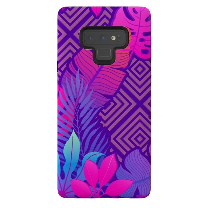 Galaxy Note 9 StrongFit Tropical Lines And Leaves Patterns by ArtsCase