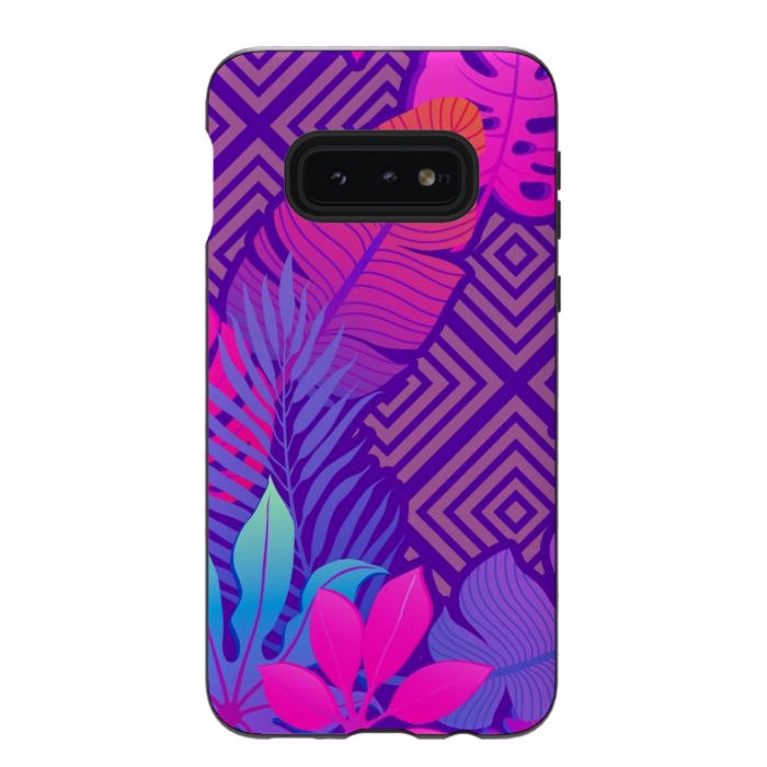 Galaxy S10e StrongFit Tropical Lines And Leaves Patterns by ArtsCase