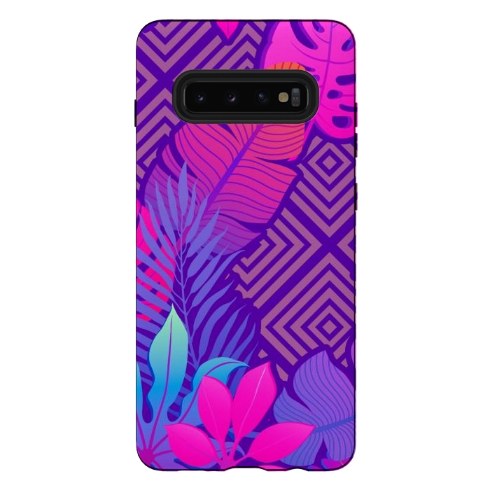 Galaxy S10 plus StrongFit Tropical Lines And Leaves Patterns by ArtsCase