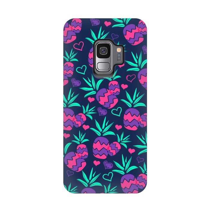 Galaxy S9 StrongFit Pineapples In Neon by ArtsCase