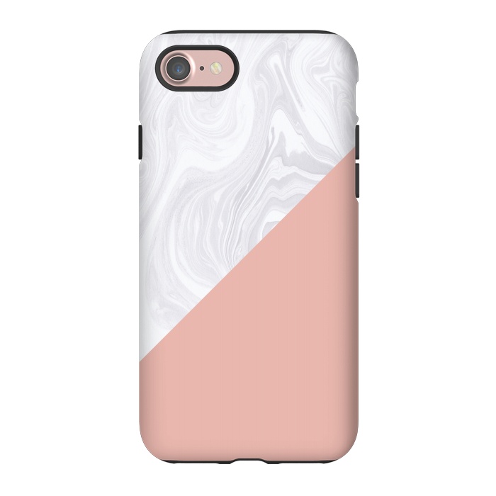 iPhone 7 StrongFit Rose Gold and White Marble Texture by Julie Erin Designs