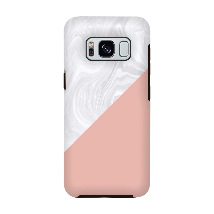 Galaxy S8 StrongFit Rose Gold and White Marble Texture by Julie Erin Designs