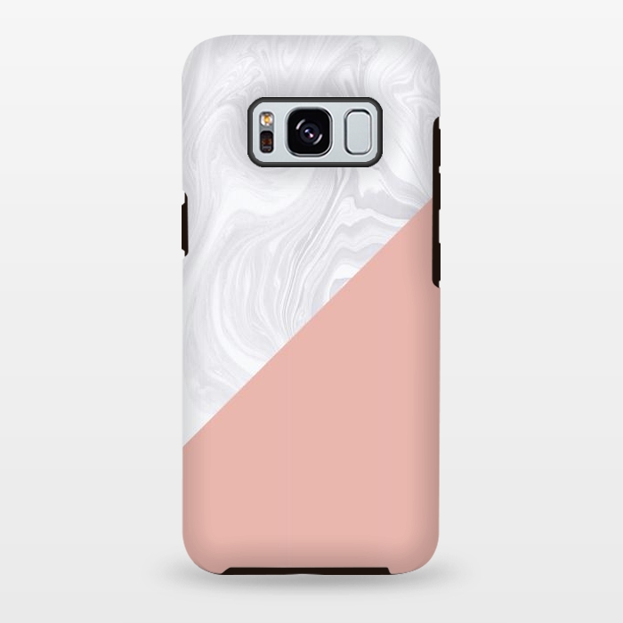 Galaxy S8 plus StrongFit Rose Gold and White Marble Texture by Julie Erin Designs