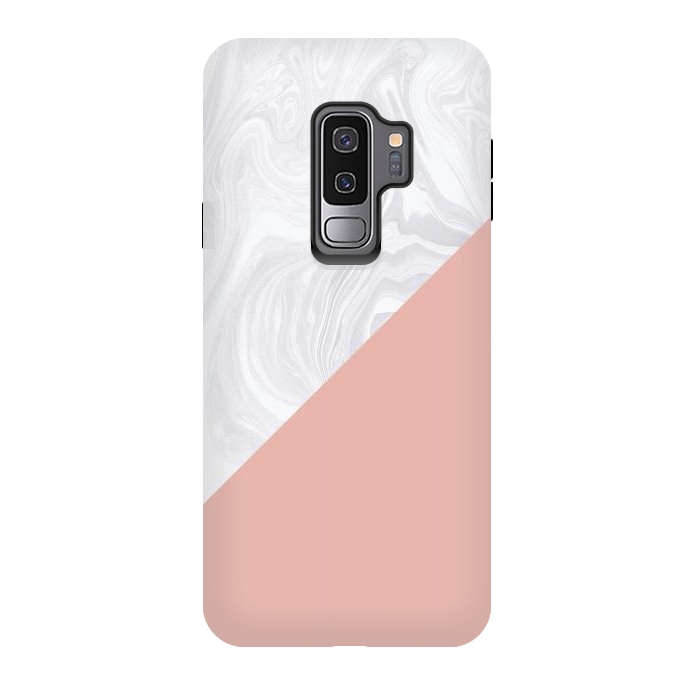 Galaxy S9 plus StrongFit Rose Gold and White Marble Texture by Julie Erin Designs