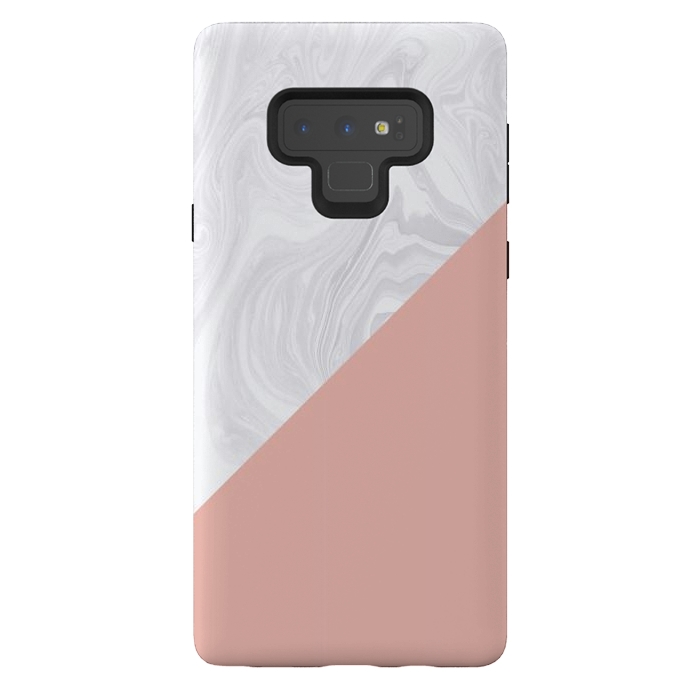 Galaxy Note 9 StrongFit Rose Gold and White Marble Texture by Julie Erin Designs