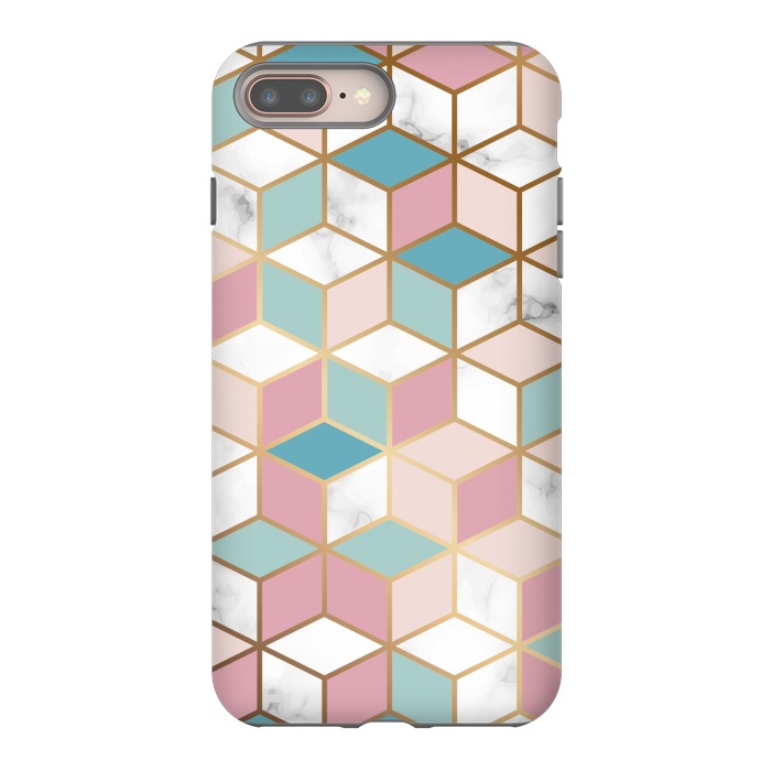 iPhone 7 plus StrongFit Crystals In Blue And Pink Marble by ArtsCase