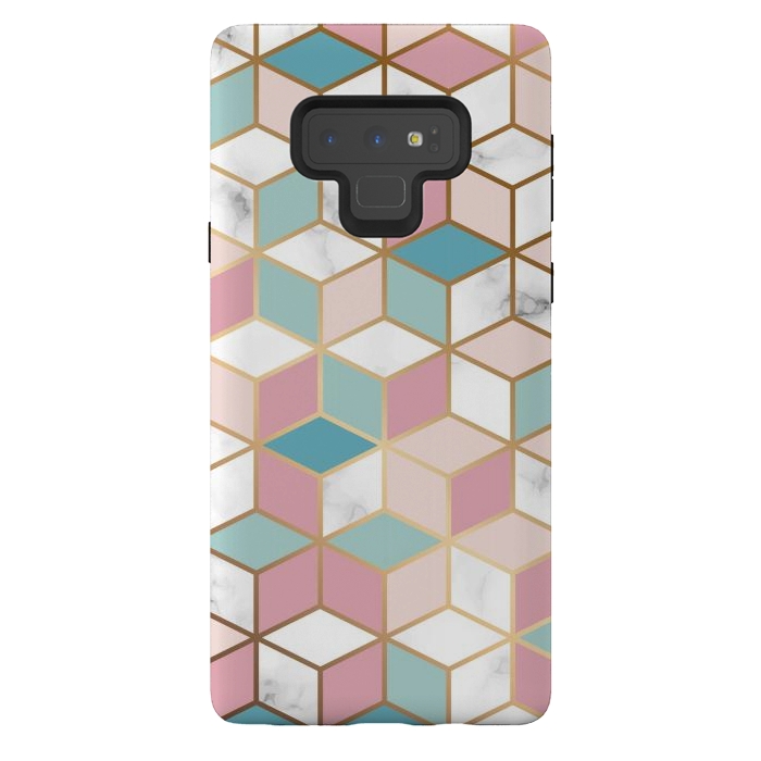 Galaxy Note 9 StrongFit Crystals In Blue And Pink Marble by ArtsCase