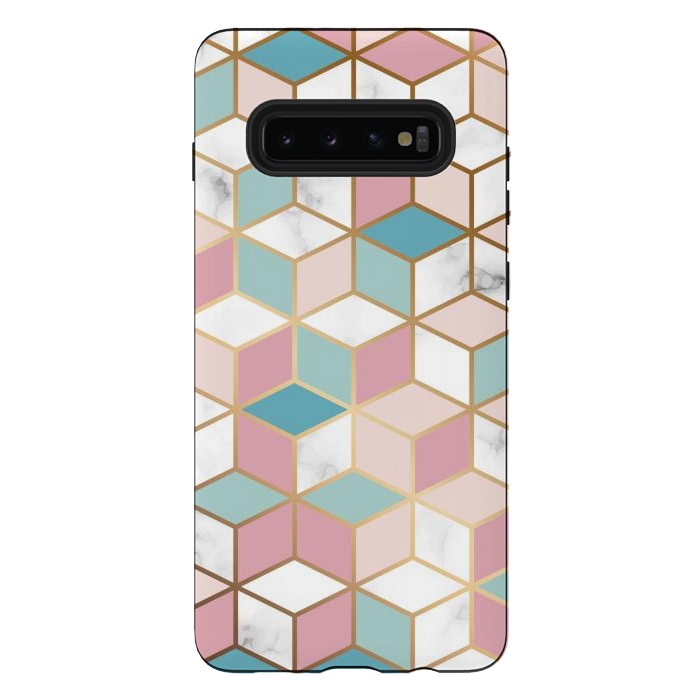 Galaxy S10 plus StrongFit Crystals In Blue And Pink Marble by ArtsCase