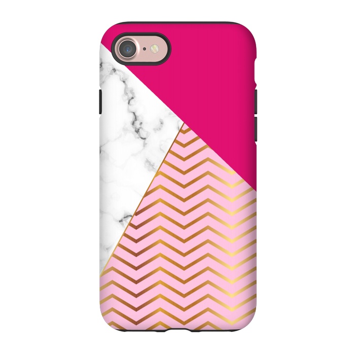 iPhone 7 StrongFit Curved Lines In Marble And Magenta by ArtsCase