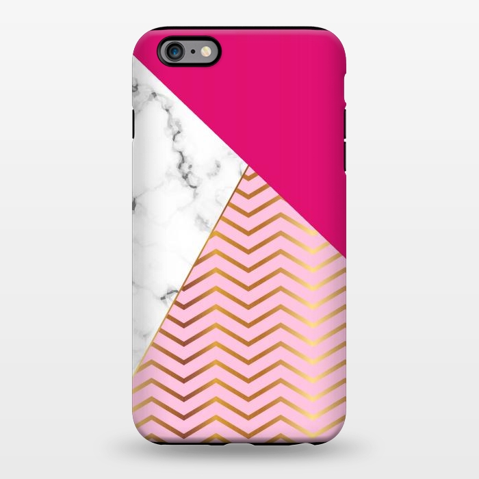 iPhone 6/6s plus StrongFit Curved Lines In Marble And Magenta by ArtsCase