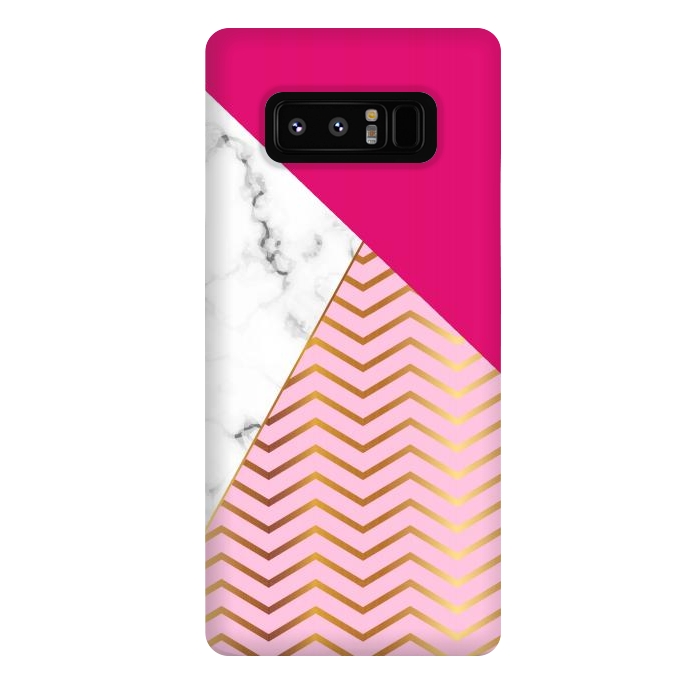 Galaxy Note 8 StrongFit Curved Lines In Marble And Magenta by ArtsCase