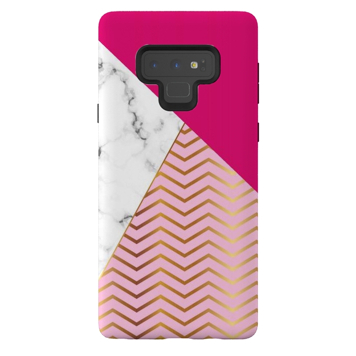 Galaxy Note 9 StrongFit Curved Lines In Marble And Magenta by ArtsCase