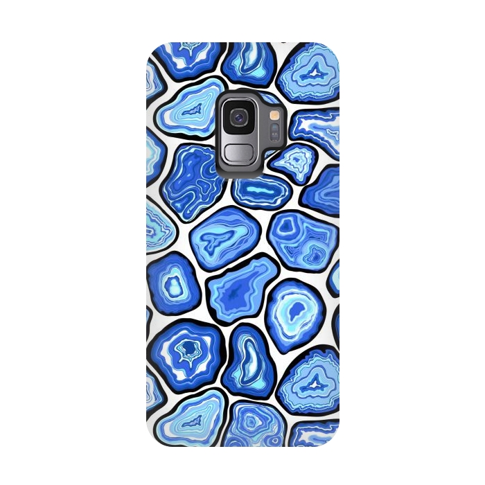 Galaxy S9 StrongFit Blue agate slices by Katerina Kirilova