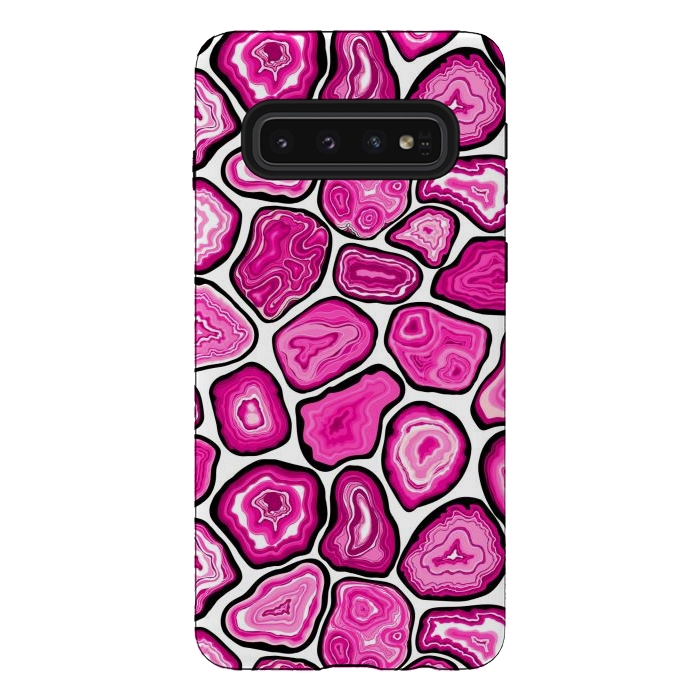Galaxy S10 StrongFit Pink agate slices by Katerina Kirilova