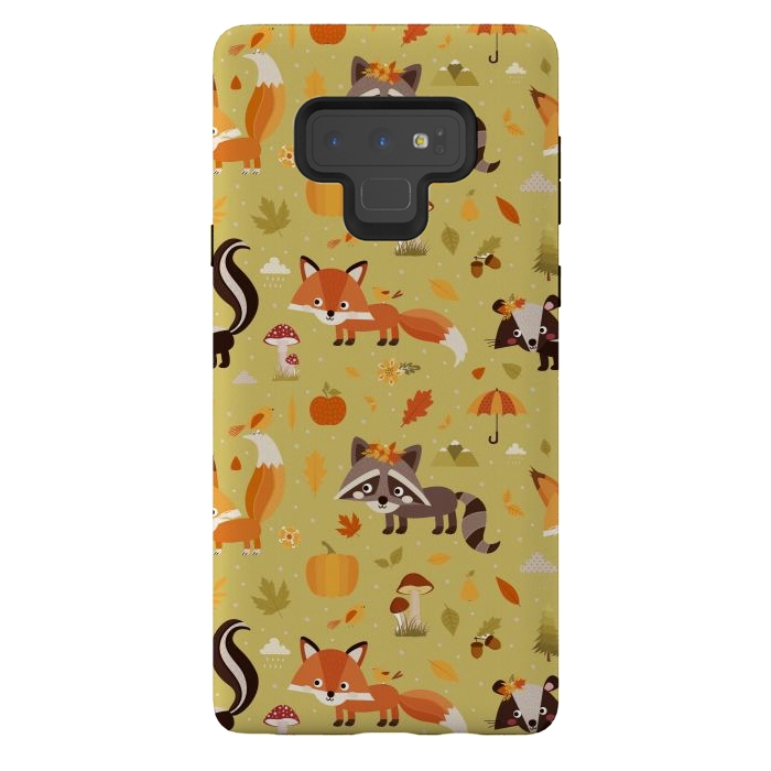 Galaxy Note 9 StrongFit Red Fox And Raccoon In Autumn by ArtsCase