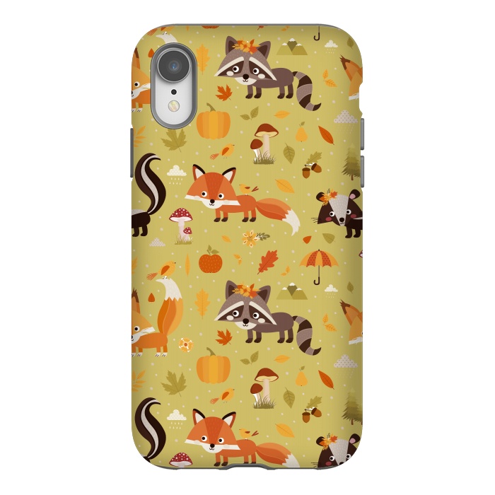 iPhone Xr StrongFit Red Fox And Raccoon In Autumn by ArtsCase