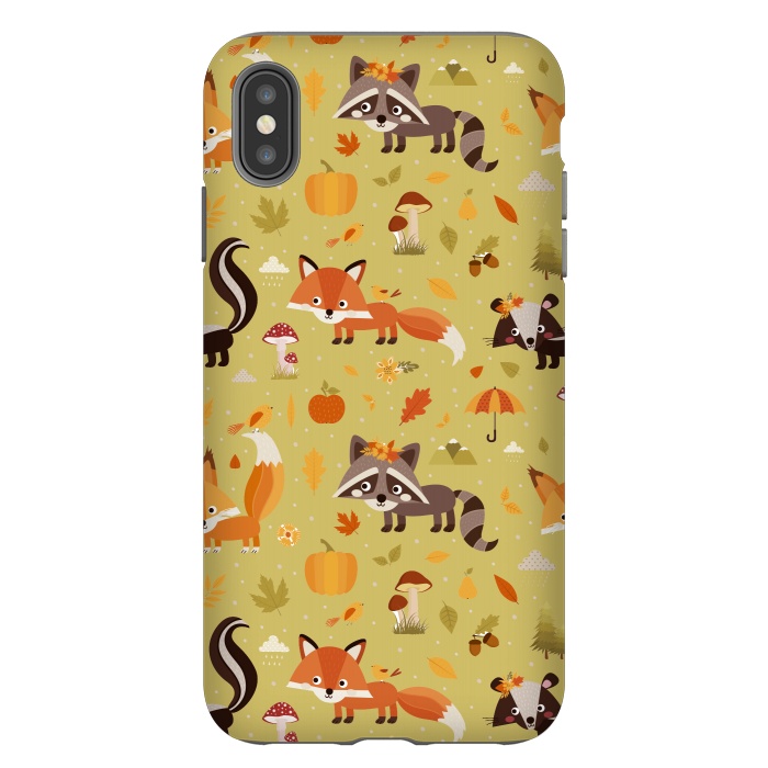 iPhone Xs Max StrongFit Red Fox And Raccoon In Autumn by ArtsCase