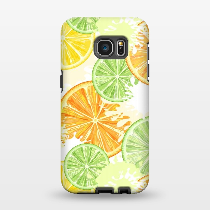 Galaxy S7 EDGE StrongFit Citrus Watercolors Fresh Summer Pattern by BluedarkArt