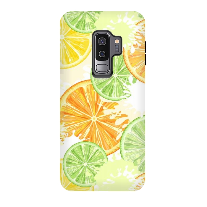 Galaxy S9 plus StrongFit Citrus Watercolors Fresh Summer Pattern by BluedarkArt