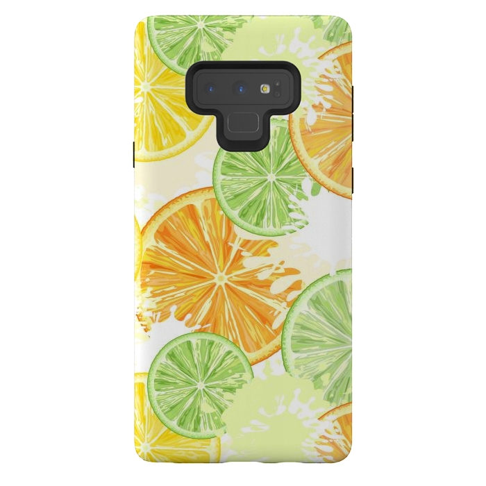 Galaxy Note 9 StrongFit Citrus Watercolors Fresh Summer Pattern by BluedarkArt