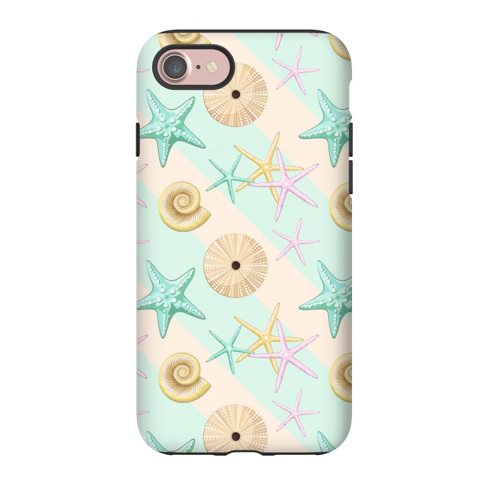 iPhone 7 StrongFit Seashells and starfish Beach Summer Pattern by BluedarkArt